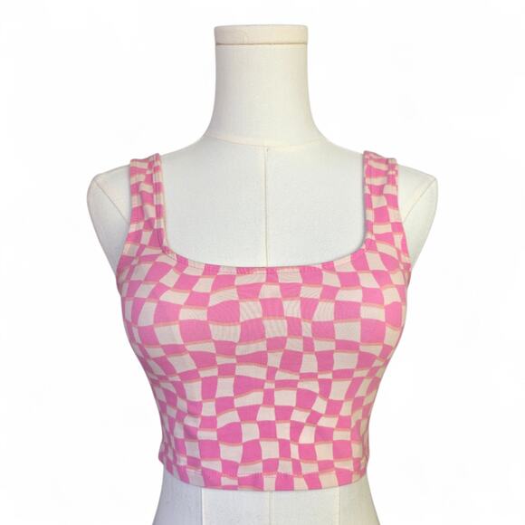 FOREVER 21 Pink/Beige Checkered Tank Top - Picture 2 of 3
